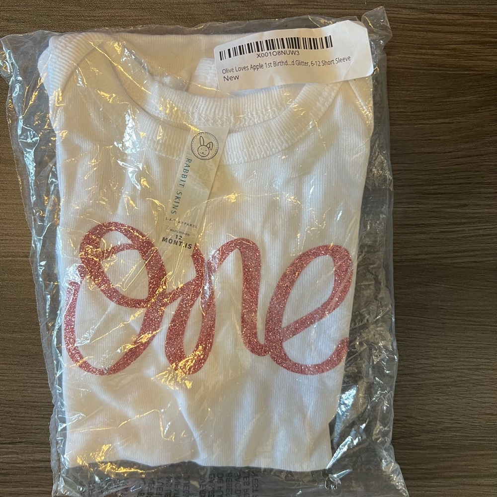 White and Pink 'One' Baby Onesie